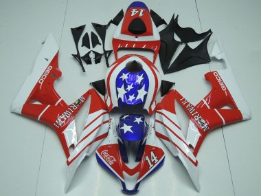 Wholesale 2007-2008 Honda CBR600RR Motorcycle Fairings - White Red Blue Star Geico 14 Canada