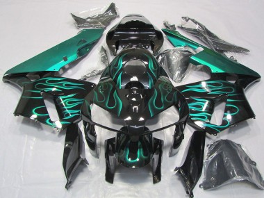 Wholesale 2005-2006 Honda CBR600RR Motorcycle Fairings - Glossy Black Teal Flame Canada