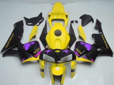 Wholesale 2005-2006 Honda CBR600RR Motorcycle Fairings - Glossy Black Yellow Purple Splatter Canada