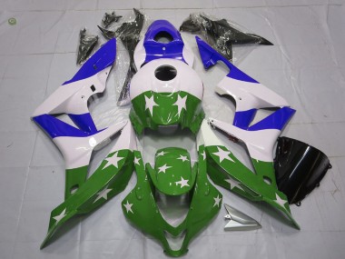 Wholesale 2007-2008 Honda CBR600RR Motorcycle Fairings - White Blue Green Stars Stripe Canada