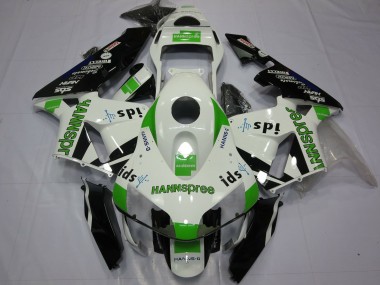 Wholesale 2003-2004 Honda CBR600RR Motorcycle Fairings - White Green Glossy Black Hannspree Canada