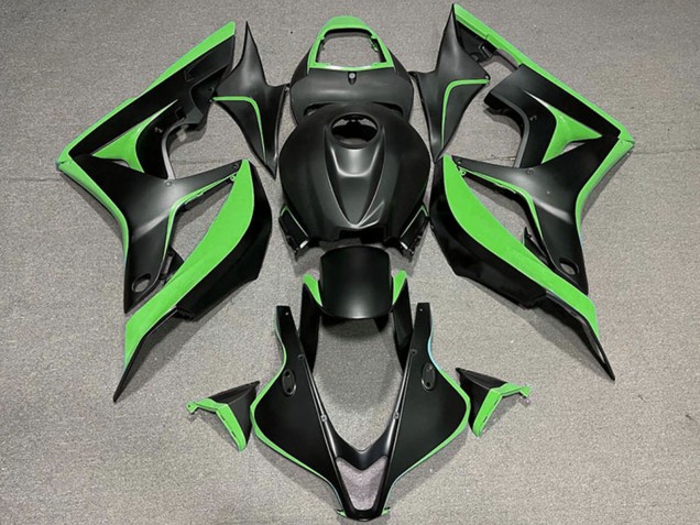 2007-2008 Honda CBR600RR Motorcycle Fairing - Green Matte Black Canada