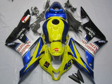 Wholesale 2007-2008 Honda CBR600RR Motorcycle Fairings - Yellow Blue White Glossy Black Nastro Azzurro Canada