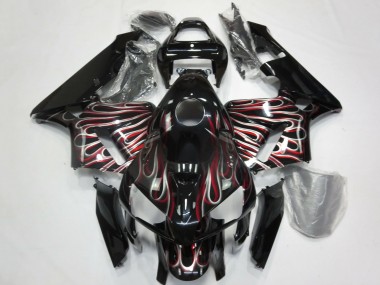Wholesale 2005-2006 Honda CBR600RR Motorcycle Fairings - Glossy Black Silver Red Flame Canada