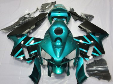 Wholesale 2005-2006 Honda CBR600RR Motorcycle Fairings - Teal Glossy Black Design Canada
