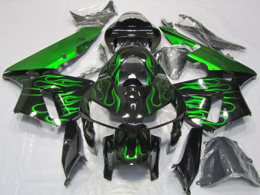 Wholesale 2005-2006 Honda CBR600RR Motorcycle Fairings - Glossy Black Vibrant Green Flame Canada