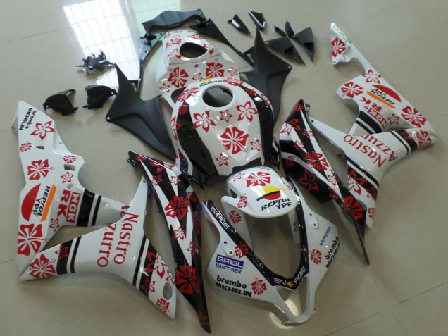 2007-2008 Honda CBR600RR Motorcycle Fairings - White Red Black Nastro Azzurro Canada