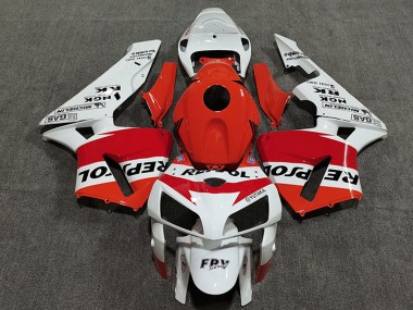 Wholesale 2005-2006 Honda CBR600RR Motorcycle Fairings - Orange White Red Glossy Black Repsol Style Canada