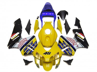 Wholesale 2003-2004 Honda CBR600RR Motorcycle Fairings - Yellow Blue White Glossy Black Nastro Azzurro 46 Canada