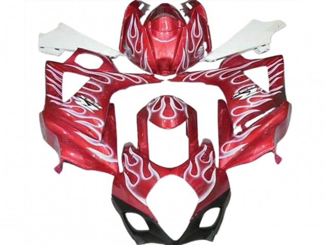 2007-2008 Suzuki GSXR 1000 Motorcycle Fairings - Red White Flame Canada