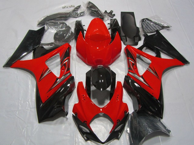 2007-2008 Suzuki GSXR 1000 Motorcycle Fairings - Red Glossy Black Canada