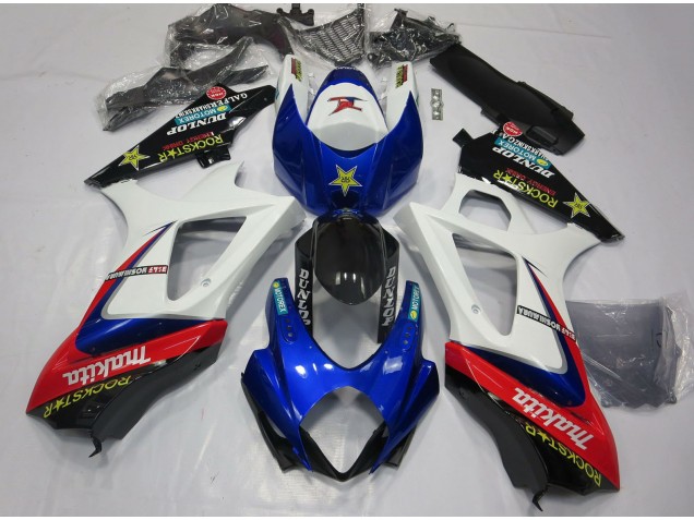 2007-2008 Suzuki GSXR 1000 Motorcycle Fairings - White Blue Red Black Rockstar Canada