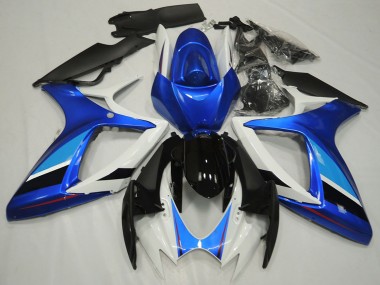 Wholesale 2006-2007 Suzuki GSXR 600 / GSXR 750 Motorcycle Fairing - White Blue Glossy Black Stripe Canada