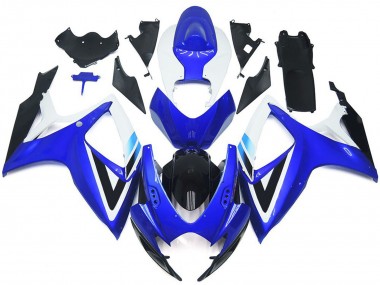 Wholesale 2006-2007 Suzuki GSXR 600 / GSXR 750 Motorcycle Fairing Kits - White Blue Glossy Black OEM Style Canada