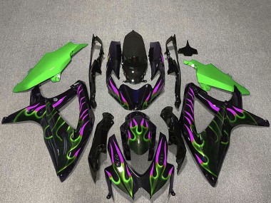 Wholesale 2008-2010 Suzuki GSXR 600 / GSXR 750 Motorcycle Fairings - Glossy Black Green Purple Flame Canada