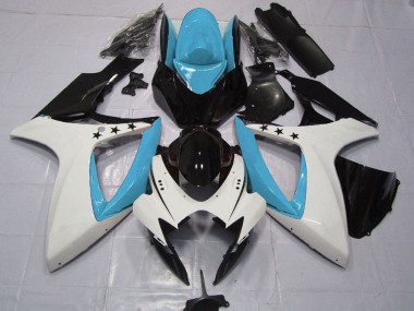Wholesale 2006-2007 Suzuki GSXR 600 / GSXR 750 Motorcycle Fairings - Light Blue White Glossy Black Star Canada