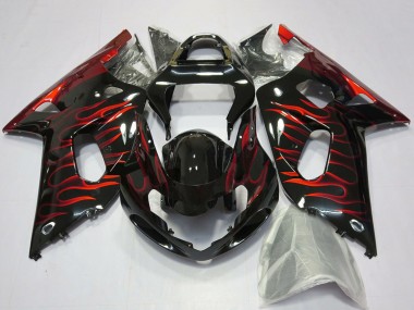 Wholesale 2001-2003 Suzuki GSXR 600 / GSXR 750 Motorcycle Fairings - Glossy Black Red Flame Canada