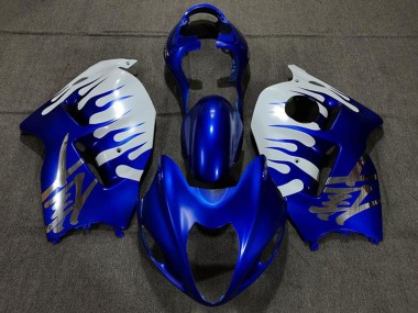 Wholesale 1996-2007 Suzuki GSXR 1300 Motorcycle Fairings - White Blue Flame Canada