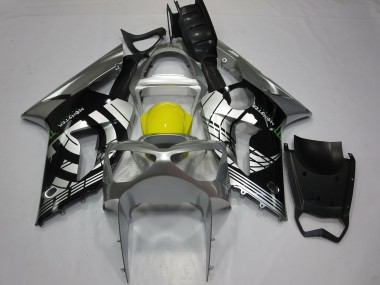 Wholesale 2003-2004 Kawasaki ZX6R Motorcycle Fairings - Silver Yellow Glossy Black Canada