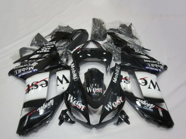 Wholesale 2007-2008 Kawasaki ZX6R Motorcycle Fairings - Glossy Black White West Canada
