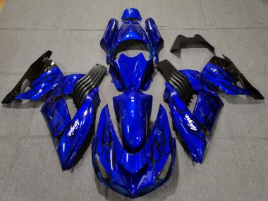 Wholesale 2006-2011 Kawasaki ZX14R Motorcycle Fairings - Blue Black Flame Canada
