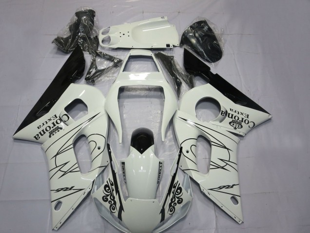 1998-2002 Yamaha R6 Motorcycle Fairings - White Black Corona Motul Canada
