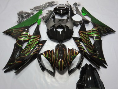 Wholesale 2008-2016 Yamaha R6 Motorcycle Fairings - Green Glossy Black Gold Flame Canada