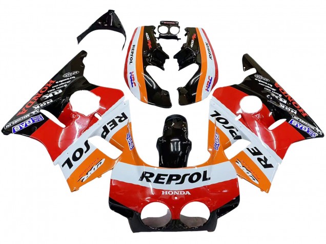 1987-1989 Honda CBR400RR NC23 Motorcycle Fairings - Orange White Red Glossy Black Repsol HRC Canada