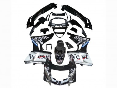 Wholesale 1998-2003 Kawasaki ZZR600 Motorcycle Fairings - Glossy Black White West Canada