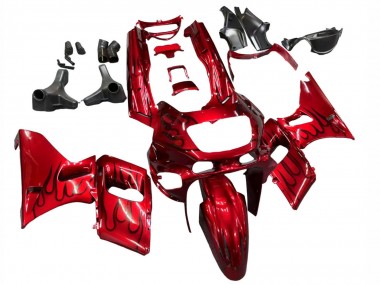 Wholesale 1998-2003 Kawasaki ZZR600 Motorcycle Fairings - Red with Black Flame Canada