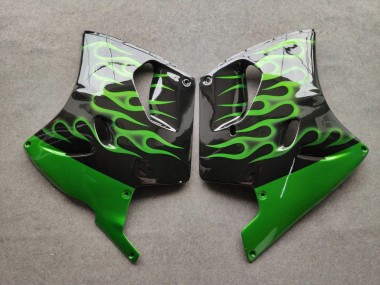 Wholesale 1993-2003 Kawasaki ZZR1100 Motorcycle Fairings - Glossy Black Green Flame Canada