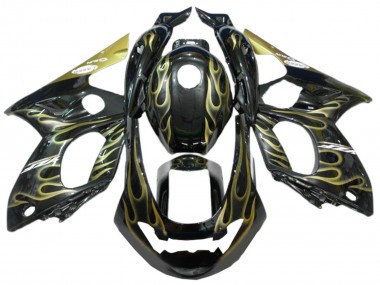 Wholesale 1996-2007 Yamaha YZF600R Thundercat Motorcycle Fairings - Black with Gold Flame Canada