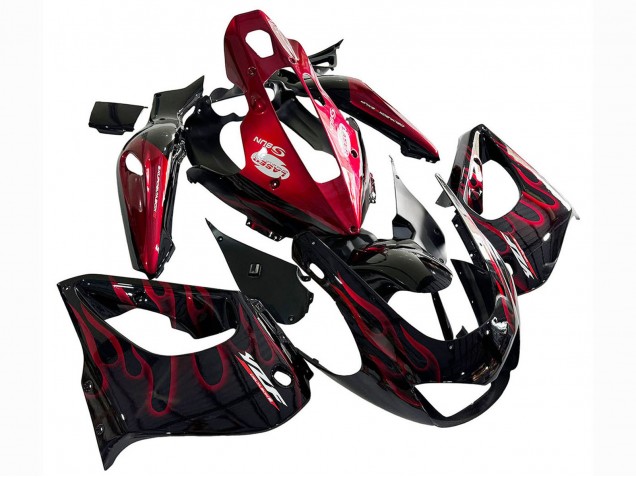 1997-2007 Yamaha YZF 1000R Thunderace Motorcycle Fairing Kits - Black with Red Flame Canada