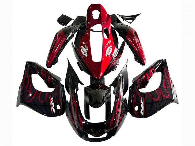 1997-2007 Yamaha YZF 1000R Thunderace Motorcycle Fairing Kits - Black with Red Flame Canada