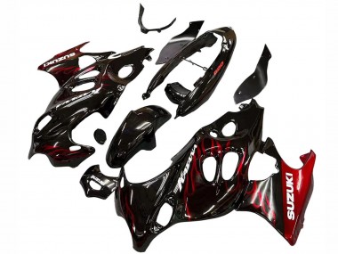 Wholesale 2004-2006 Suzuki GSX600F/GSX750F Motorcycle Fairings - Glossy Black Red Flame Canada