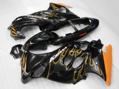 Wholesale 2004-2006 Suzuki GSX600F/GSX750F Motorcycle Fairings - Glossy Black Orange Flame Katana Canada