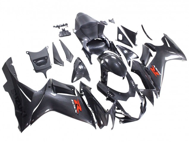 2011-2024 Suzuki GSXR 600 / GSXR 750 Motorcycle Fairings - Black Carbon Fiber Red Canada