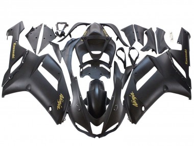 Wholesale 2007-2008 Kawasaki ZX6R Motorcycle Fairings - Matte Black with Yellow Logo Ninja Canada