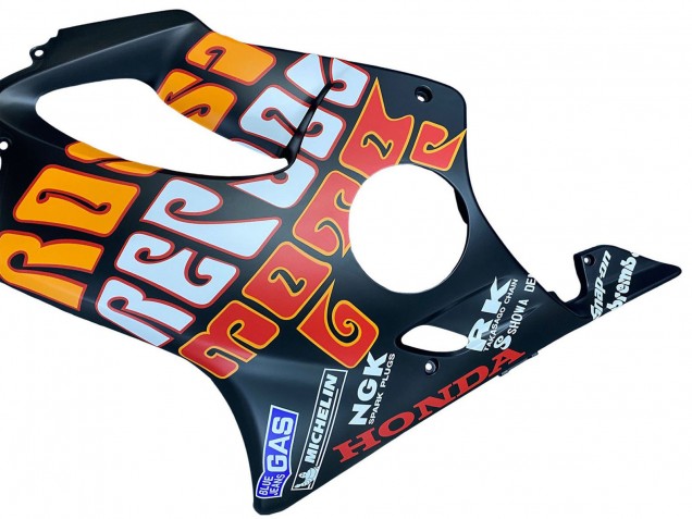 2004-2007 Honda CBR600 F4i Motorcycle Fairings - Matte Black Orange Rossi Canada