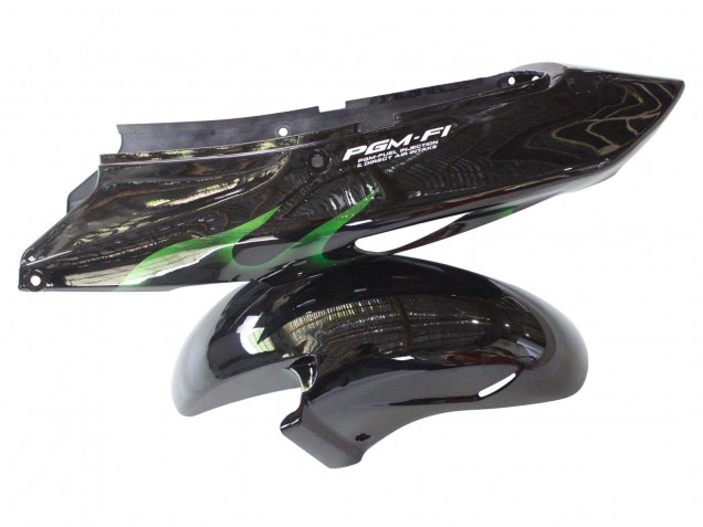 1996-2007 Honda CBR1100XX Blackbird Motorcycle Fairing - Glossy Black Green Flame Canada