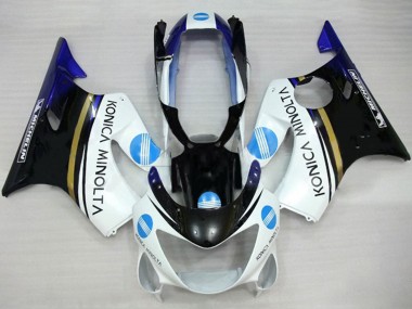 Wholesale 1999-2000 Honda CBR600 F4 Motorcycle Fairings - White Blue Glossy Black Konica Minolta Canada