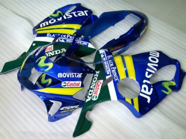 Wholesale 1999-2000 Honda CBR600 F4 Motorcycle Fairings - Blue Yellow Green MoviStar Castrol Canada