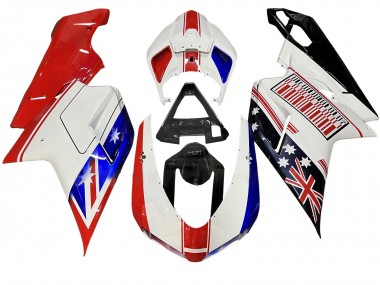 Wholesale 2007-2014 Ducati 848/1098/1198 Motorcycle Fairings - White Red Blue Glossy Black Canada