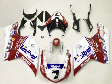 Wholesale 2007-2014 Ducati 848/1098/1198 Motorcycle Fairings - White Red Blue Unibat 7 Canada