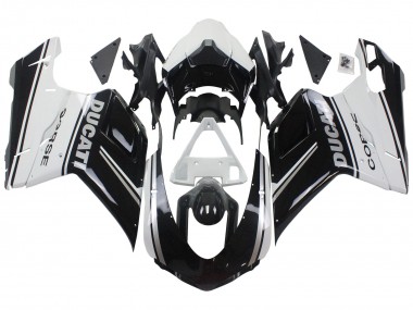 Wholesale 2007-2014 Ducati 848/1098/1198 Motorcycle Fairings - White Glossy Black Corse Canada