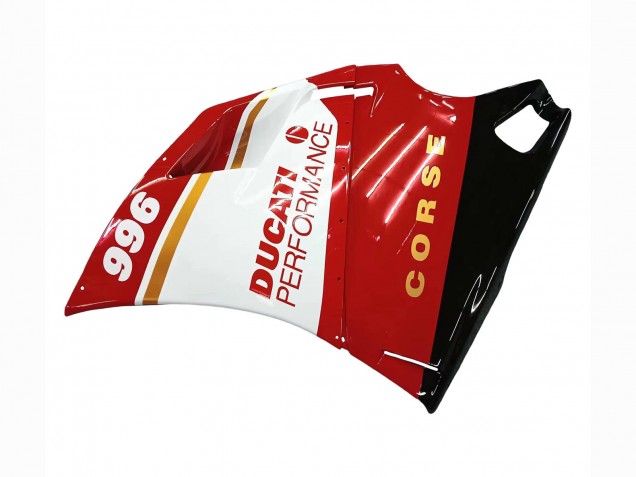 1993-2005 Ducati 996 Motorcycle Fairings - White Red Gold Glossy Black Corse Performance Canada