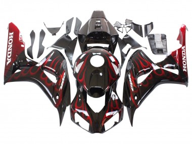 Wholesale 2006-2007 Honda CBR1000RR Motorcycle Fairing - Glossy Black Red Flame Canada