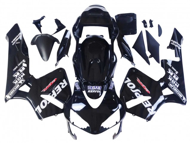 2003-2004 Honda CBR600RR Motorcycle Fairings - Glossy Black White Repsol Canada