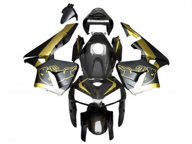 Wholesale 2005-2006 Honda CBR600RR Motorcycle Fairings - Black Gold Carbon Fiber Canada