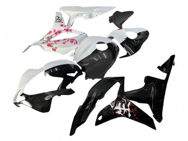 Wholesale 2007-2008 Honda CBR600RR Motorcycle Fairings - White Cherry Blossom Glossy Black Split Canada